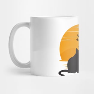 cat watching sunset Mug